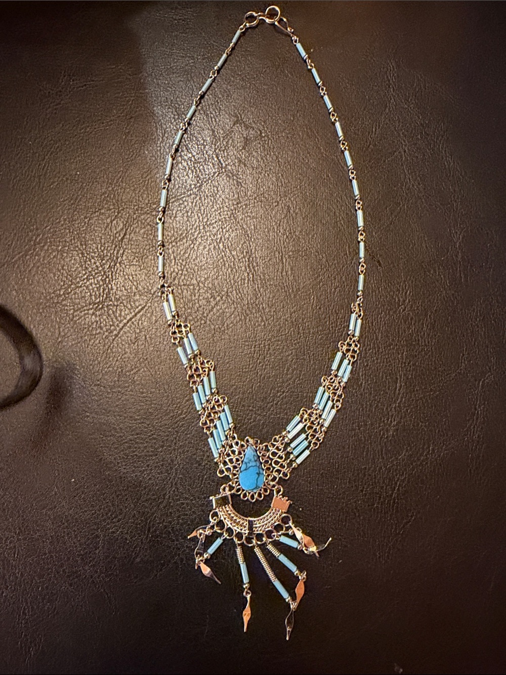 Boho Turquoise Drop Pendant Necklace - Women Jewelry